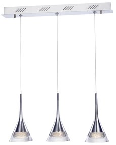 Lampadario Sospensione Grande Moderno Gioiello Metallo Cromo Vetro Led 18W