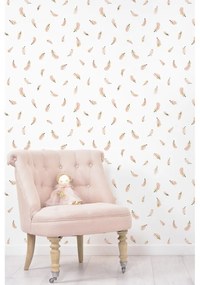 Carta da parati per bambini 10 m x 50 cm Gold Feathers - Lilipinso