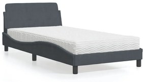 Letto con materasso grigio scuro 100x200 cm in velluto