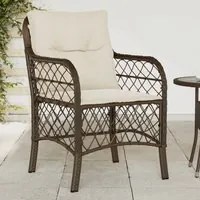 Sedie da Giardino con Cuscini 2 pz Marroni in Polyrattan 365154