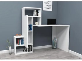 Tavolo da lavoro con mensola IRMAK 119x138,6 cm bianco