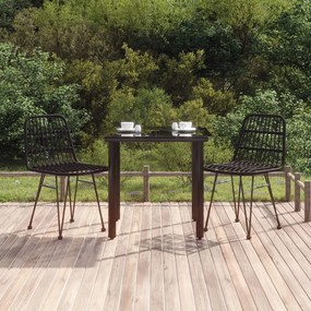 Set da pranzo da giardino 3 pz nero in polyrattan