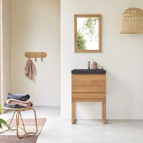 Tikamoon - Mobile per il bagno in teak massello e battuto di terrazzo Moon 60 cm