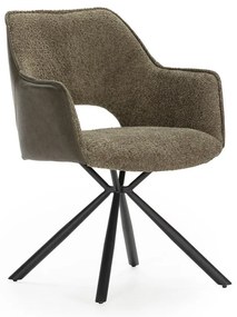 Set di sedie da pranzo verde in imbottito con braccioli 2 pz Mariel – Marckeric