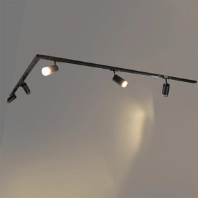 Sistema di illuminazione su binario moderno con 5 faretti neri fumé monofase - Iconic Jeana