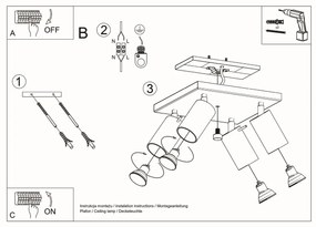 Plafoniera da Soffitto in acciaio 4xGU10 RING 4 Orientabile da interno
