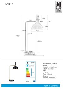 Markslöjd 106973 - Lampada da tavolo dimmerabile LARRY 1xE27/60W/230V nero/oro