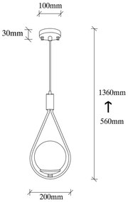 Lampadario nero con paralume in vetro Sessiz – Opviq lights