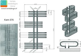 Scaldabagno Radiatore 500x1200mm modello Kam-376 - KAMALU
