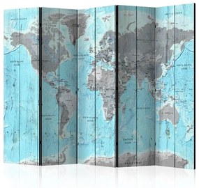 Paravento  Wooden Travels [Room Dividers]  Colore Blu, Dimensioni e Misure 225x172