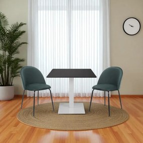 Tavolo bar pub ristorante base bianca Top 80x80 cm esterno effetto marmo Nero H 75