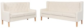 Set Divani 2 Pz İn Tessuto Bianco Crema /