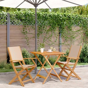 Set Da Bistrot 3pz Beige İn Tessuto E Legno Massello /