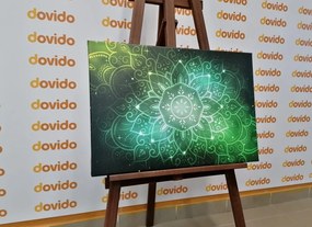 Quadro su tela – Mandala con sfondo galattico in sfumature di verde