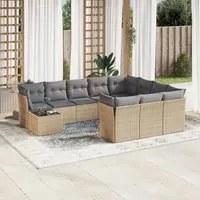 Set Divani da Giardino 11 pz con Cuscini Beige in Polyrattan 3218259