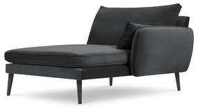 Poltrona lounge in velluto grigio scuro con gambe nere , angolo destro Lento - Kooko Home