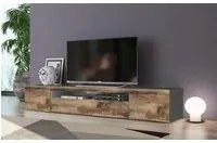 Mobile da soggiorno Porta TV, Made in Italy, Credenza per TV in stile industrial a 3 ante, cm 200x40h37, Ardesia e Acero