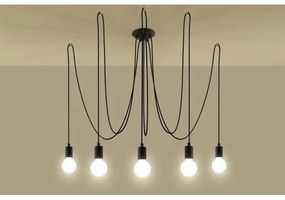 Sollux SL.0371 - Lampadario a sospensione con filo EDISON 5 5xE27/60W/230V ragno nero