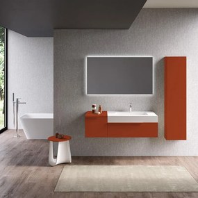 Mobile bagno sospeso con lavabo L 120 x H 36 x P 51 cm rosso siena per vasca a destra Ginevra