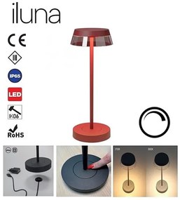 Redo 90311- Lampada da tavolo LED dimmerabile ILUNA LED/2,5W/5V 3000 mAh IP65 rosso