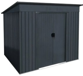 Casetta da giardino NATERIAL Irazu in acciaio antracite con porta scorrevole semplice, superficie interna 4.01 m² e spessore parete 0.3 mm