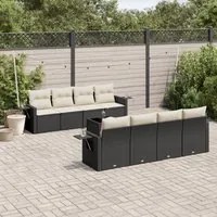 Set Divani da Giardino 9 pz con Cuscini Nero in Polyrattancod mxl 88858