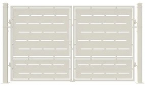 Cancello manuale con serratura manuale Privacy in ferro, apertura centrale, L 308.5 x H 180 cm, di colore bianco
