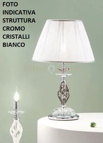 Lume grande 1306 1 luce bianco e cromo attacco e27 h.39+26cm
