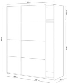 Armadio Guardaroba 2 Ante Scorrevoli 150x60x200 Bianco Opaco Morgan