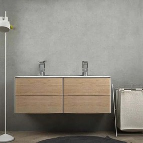 Rio mobile da bagno sospeso 120 cm doppia vasca rovere tabacco senza specchio