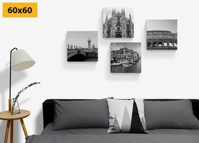 Set di quadri – Città storiche in bianco e nero