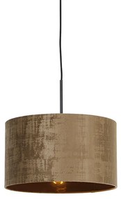 Lampada a sospensione moderna nera con paralume marrone 35 cm - Combi
