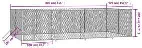 Cuccia per cani da esterno argento 8x4x2 m in acciaio zincato