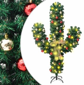 Cactus Di Natale Con Base E Led Verde 180 Cm Pvc /