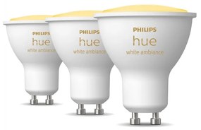 Set da 3 lampadine LED, GU10 faretto, opaco, cct, 4.3W= 350LM (equiv 50 W), 42° dimmerabile, PHILIPS HUE