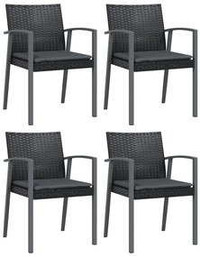 Set pranzo da giardino 5pz con cuscini in polyrattan e acciaio