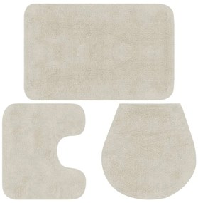 Set Tappetini Per Bagno 3 Pz İn Tessuto Bianco /