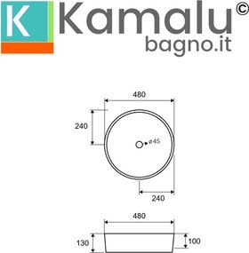 Lavabo da appoggio tondo 48cm ceramica bianca | Litos-0010 - KAMALU