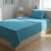 Completo letto 1 piazza e mezza quadretti azzurri