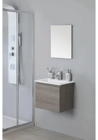 Mobile Bagno Sospeso 50 Cm Un'Anta Specchio Su Pannello 40x50 Cm Feridras "Si 50" Rovere Scuro