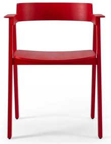 Sedia da pranzo rossa in rovere massiccio con braccioli Flip – Gazzda