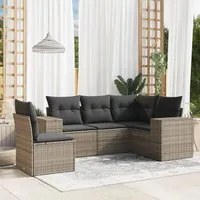 Set Divano da Giardino 5 pz con Cuscini Grigio in Polyrattan 3254907