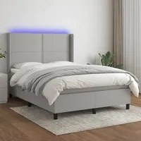 Letto a Molle Materasso e LED Grigio Chiaro 140x200 cm Tessuto 3138237