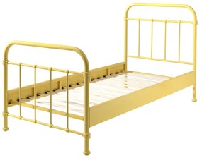 Letto per bambini in metallo giallo, 90 x 200 cm New York - Vipack