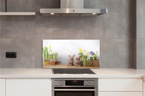 Pannello paraschizzi cucina Fiori di coniglio 100x50 cm