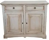 Credenza shabby 2 ante legno bianco anticato 117x46x96 - Mobili 2G