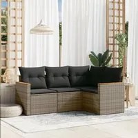 Set Divani da Giardino 4 pz con Cuscini in Polyrattan Grigio 3258336