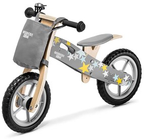 Balance bike grigia con tasca portaoggetti