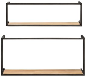 Set di 2 mensole in pino con struttura in metallo nero Pezzi, lunghezza 55 cm Geo - Wenko