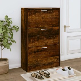 Scarpiera Rovere Fumo 63x24x103 Cm İn Legno Multistrato /